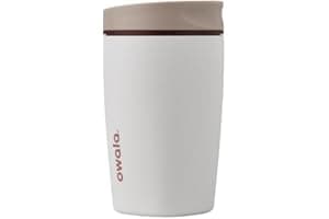 Owala SmoothSip Slider Insulated Stainless Steel Coffee Tumbler, Reusable Iced Coffee Cup, Hot Coffee Travel Mug, BPA Free 12 oz, Vanilla Bean