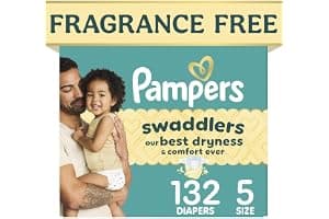 Pampers Swaddlers Diapers, Size 5 (20-37 lbs), 132 Count, Fragrance Free, Hypoallergenic, Absorbent, Pediatrician Recommended, Skin Safe