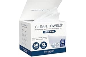Clean Skin Club Clean Towels XL®, 100% USDA Biobased Face Towel, Disposable Face Towelette, Eczema Association Accepted, Makeup Remover Dry Wipes, ...