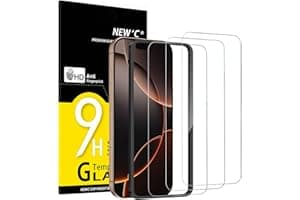NEW'C 3 Pack Designed for iPhone 16 Pro, iPhone 17, 17 Pro Screen Protector (6.3 inches), Enhanced Tempered Glass Protection with easy installation...