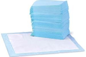 Amazon Basics Leak-Proof Dog and Puppy Potty Training Pee Pads with Quick-Dry 5-Layer Super Absorbent Design, Regular Size 22 x 22 inch, Blue & Whi...