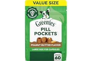 Greenies Pill Pockets Large Size Dog Treats, Peanut Butter, 15.8 oz | Vet-recommended, capsule size, low calorie, odor masking, stress- and mess-fr...