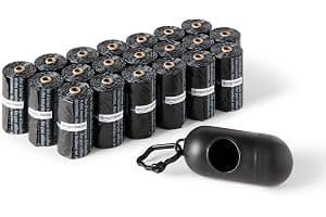 Amazon Basics Dog Poop Leak Proof Bags with Dispenser and Leash Clip, Unscented, 13" x 9" Large Size, 300 Count