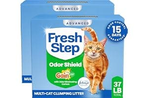 Fresh Step Advanced Odor Shield Clumping Cat Litter with Gain, 18.5 lb, 2Pk | Odor Shield with Ammonia Block Technology, Low Dust, Multi Cat, Compa...