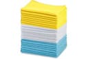 Amazon Basics Microfiber Cleaning Cloths, Ultra Absorbent, Lint Free, Streak Free, Non-Abrasive, Reusable and Washable, 16" x 12", Blue/White/Yello...