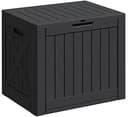 Greesum 40 Gallon Resin Deck Box, Outdoor Storage for Patio Furniture, Garden Tools, Pool Supplies, Weatherproof and UV Resistant, Lockable, Black