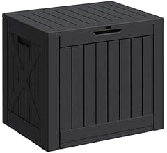 Greesum 40 Gallon Resin Deck Box, Outdoor Storage for Patio Furniture, Garden Tools, Pool Supplies, Weatherproof and UV Resistant, Lockable, Black