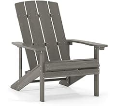 Flash Furniture Charlestown Indoor/Outdoor Faux Wood Adirondack Chair, Weather-Resistant Polyresin Patio Adirondack Chair with 350-lb. Static Weigh...