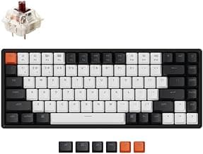 Keychron K2 75% Layout 84 Keys Hot-swappable Bluetooth Wireless/USB Wired Mechanical Keyboard with Super Brown Switch/Double-Shot Keycaps/RGB Backl...
