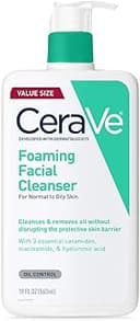 CeraVe Foaming Facial Cleanser, Daily Face Wash for Oily Skin, Hyaluronic Acid + Ceramides + Niacinamide, Fragrance Free, Non-Drying Oil Control Fa...