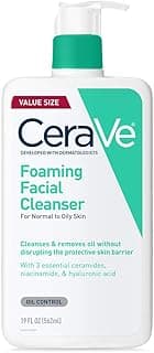 CeraVe Foaming Facial Cleanser, Daily Face Wash for Oily Skin, Hyaluronic Acid + Ceramides + Niacinamide, Fragrance Free, Non-Drying Oil Control Fa...