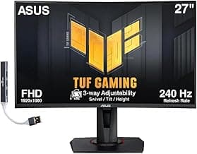 ASUS TUF 27" 240Hz FHD Curved Gaming Monitor with Adjustable Tilt/Swivel/Height, Adaptive-sync, AMD FreeSync Premium, VESA Mount, HDMI, Displayport...