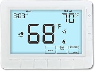 Programmable Auto Changeover Thermostat for House, Conventional Single-Stage Systems,1 Heat/1 Cool, Extra Large Display, Smart Auto Switching, Whit...