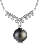 Black Jewelry for Women Tahitian Pearl Pendant Necklace with Moissanite Sterling Silver, Romantic Gift for Wife Girlfriend Valentine Anniversary (T...