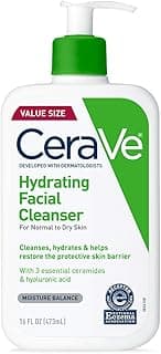 CeraVe Hydrating Facial Cleanser, Moisturizing Face Wash For Dry Skin, Hyaluronic Acid + Ceramides + Glycerin, Hydrating Cleanser For Normal To Dry...