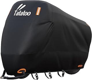 Motorcycle Cover Waterproof Outdoor, 300D Heavy Duty, UV & Rain Resistant, Windproof with 3 Buckles, Fits Most Motorcycles, Cruisers, Sportbikes, D...