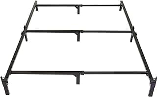 Amazon Basics Metal Bed Frame, 9-Leg Support Base for Box Spring and Mattress, Tool-Free Easy Assembly, No Tools Required, Full Size, Black
