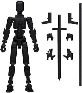 MerryXD T13 3D Action Figure,Assembly Completed Dummy Nova Titan Lucky 13 Action Figure 3D Printed Multi-Jointed Movable Toy Black