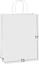 BagDream Kraft Paper Bags 13x7x17 50Pcs White Gift Bags with Handles Bulk Large for Shopping, Party Favors, Retail, Merchandise, Grocery Recyclable...