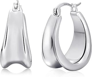 Small Chunky Hoops 18K Gold Plated Huggie Earrings for Women Sterling Silver Hypoallergenic Trendy Earrings