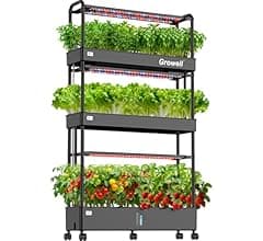 Growell 90-Pod Hydroponics Growing System, Large Vertical Hydroponic Garden with Smart Full-Spectrum Grow Lights, Auto Circulating Water, Mobile In...