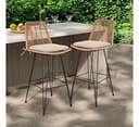 IDZO 400lbs Capacity Rattan Bar Stools Set of 2, 29-Inch Height, Outdoor & Indoor Use, Comfort Cushion, Solid Steel Frame, Durable Powder Coating, ...