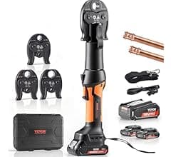 VEVOR Press Tool, 18V Electric Pipe Crimping Tool for 1/2", 3/4", 1" Copper Pipes, Press Tool Kit Compatible with ProPress - with 3 VUS Press Jaws,...