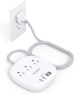 Travel Essentials, 22.5W/4.5A Flat Plug Power Strip, 6 Ft Extension Cord | 3 Outlets 4 USB Ports(2 USB C) Desktop Charging Station, Power Strip No ...