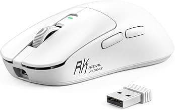RK ROYAL KLUDGE RK MO3 Wireless Gaming Mouse, 48g Lightweight Computer Mouse, Bluetooth/2.4G/Wired Rechargeable PC Game Mice with Programmable Butt...
