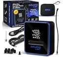 INFLATiQ by RIMiQ Tire Inflator Blue - Powerful, Award-Winning QWIKFLOW Technology with 2 Portable Power Options Included - Strong Vehicle Air Pump for Trucks, Cars, Motorcycles, Bicycles, Balls