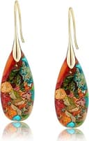 Natural Healing Stone Fishhoop Dangle Drop Earrings Statement Gold silver earrings