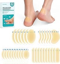 Hydrocolloid Gel Blister Bandages Pads - (Variety Pack) Promifun 32ct Waterproof Adhesive Blisters Bandages - Blister Pads for Heel, Foot, Toe, Fee...