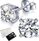 Moissanite Earrings for Women, D Color VVS1 Lab Created Round Cut Stud Earrings, 925 Sterling Silver with White Gold Plating, Hypoallergenic Push Back