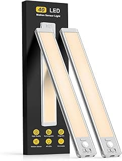 MCGOR 10inch Under Cabinet Lighting, 2 Pack Rechargeable Motion Sensor Light Indoor, 5 Levels Dimmable Magnetic Closet Lights, Wireless Under Count...