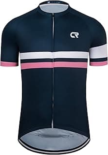 CR Mens Cycling Jersey Short Sleeve Road Bike Shirt with 3+1 Zipper Pockets Breathable Quick Dry