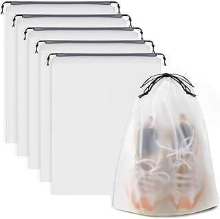 Clear Shoe Bags for Travel 5 PCS, Drawstring Travel Shoe Bags for Packing | 15.7" x 11.8" Waterproof Dustproof Portable Travel Shoe Storage Bag for...