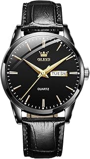 Men's Simple Watch with Day and Date, Stainless Steel Analog Quartz Watches for Men, Classic Luminous Hands Men's Dress Watches, Black/White/Blue Dial
