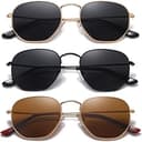 Polarized Hexagon Sunglasses for Women Men Polygon Square Sun Glasses UV400 Protection Metal Frame