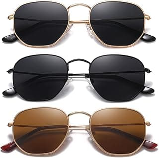 Polarized Hexagon Sunglasses for Women Men Polygon Square Sun Glasses UV400 Protection Metal Frame