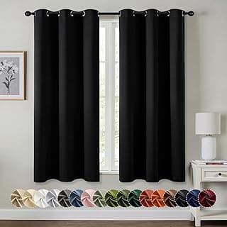 MIULEE Black Blackout Curtains for Bedroom Living Room 63 Inches Long 2 Panels, Thermal Insulated Room Darkening Drapes Solid Grommet Top Noise Red...