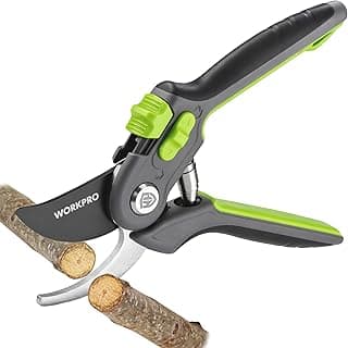 WORKPRO Bypass Pruning Shears for Gardening, 8" Garden Scissors with Dual-Size Opening for Thin & Thick Branches, Garden Clippers with Sharp SK5 St...