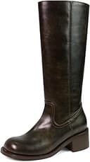 Women's Knee High Boots Square Toe Chunky Block Heel Long Boots for Women Comfortable Low Heel Womens Boots