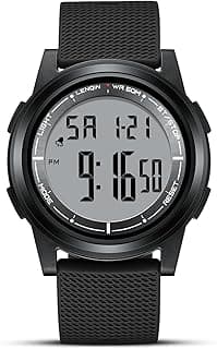 Mens Digital Watch Ultra Thin Minimalist Sports Waterproof Outdoor LED Screen Large Face Wrist Watches for Men with Back Light Alarm Date Stopwatch