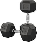 Garvee 5-50 LB Hex Dumbbell Set of 2, Hand Weights Dumbbells Pair with Cast Iron Core, Rubber Encased Coating and Textured Carbon Steel Handle for ...