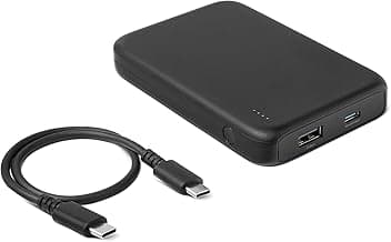 Amazon Basics Slim Portable Charger Power Bank with LED Display, 10,000 mAh, Black