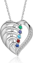 925 Sterling Silver Mother's Day Jewelry Gifts for Mom Mama Grandma — Custom Necklace with Up to 6 Birthstones & Engraved Names, Personalized Famil...