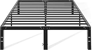 OLIXIS 14In Metal Queen Bed Frame with Storage Space, No Box Spring Needed with Sturdy Steel Slat Support, Heavy Duty and Easy Assembly, Platform B...