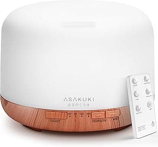ASAKUKI Essential Oil Diffuser for Home, 500ML Aromatherapy Diffuser Humidifier with Remote Control, 7 Color LED Lights, Quiet Cool Mist Diffuser f...