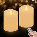 3x4 Flickering Flameless Candles Set of 2, 2AA Battery Life 600 Hours Battery Candles Flickering with Timer,4 inch Flameless Candles with Remote fo...