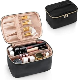 OCHEAL Makeup Bag, Portable Cosmetic Bag, Large Capacity Travel Makeup Case Organizer, Black For Women Toiletry Bag for Girls Traveling With Handle...